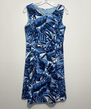 Women Size 6 Blue Tropical Dress Cruise Vacation Date Night Party EUC